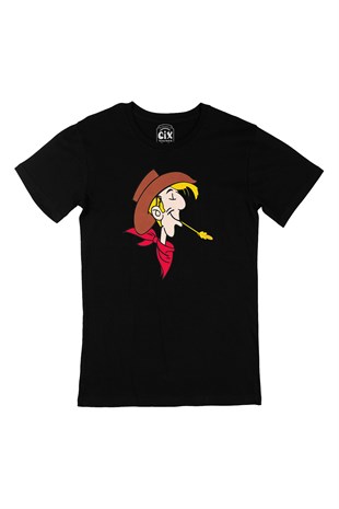 Red Kit Lucky Luke Siyah Tişört
