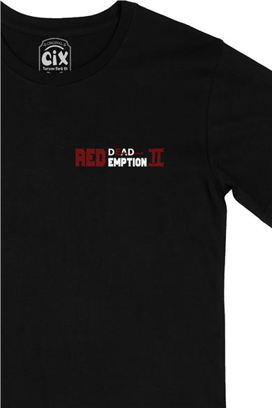 Redemption Cep Tasarım Baskılı Siyah Tişört