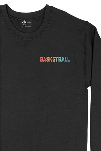 Renkli Basketball Cep Tasarım Baskılı Sweatshirt