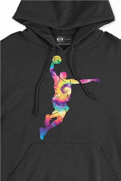 Renkli Basketbolcu Kapşonlu Sweatshirt Hoodie