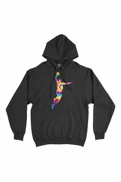 Renkli Basketbolcu Kapşonlu Sweatshirt Hoodie