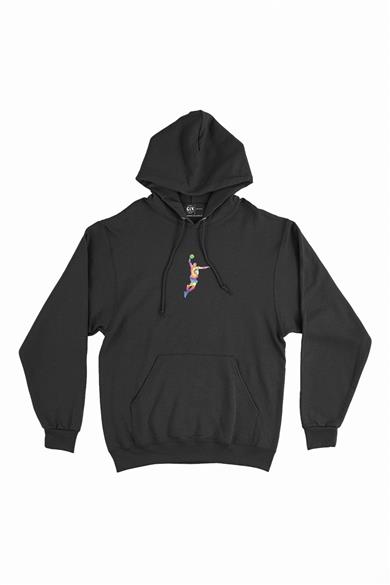 Renkli Basketbolcu Minimal Kapşonlu Sweatshirt Hoodie