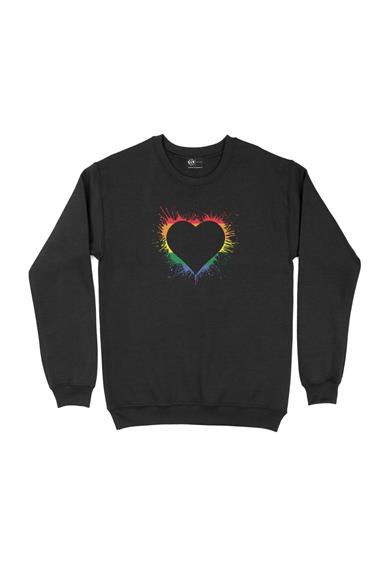 Renkli Dağınık Kalpli Sweatshirt