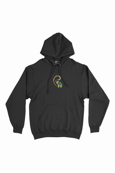 Renkli Fil Gökkuşağı Minimal Kapşonlu Sweatshirt Hoodie