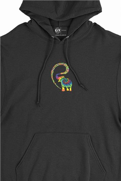 Renkli Fil Gökkuşağı Minimal Kapşonlu Sweatshirt Hoodie