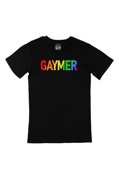 Renkli Gaymer Siyah Tişört