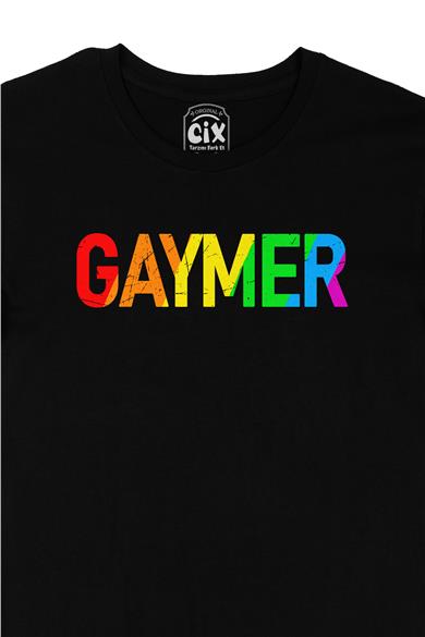 Renkli Gaymer Siyah Tişört