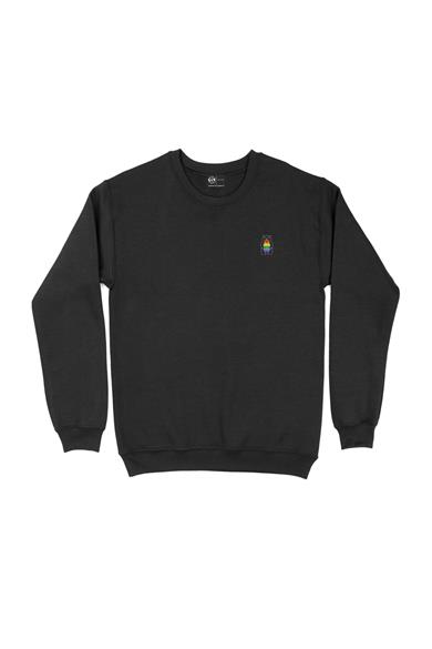 Renkli Gökkuşağı Ayıcık Cep Tasarım Baskılı Sweatshirt