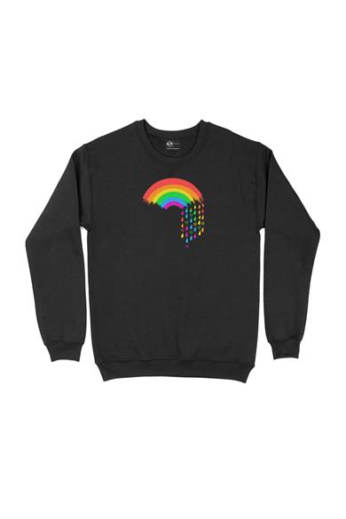 Renkli Gökkuşağı Kalpli Sweatshirt