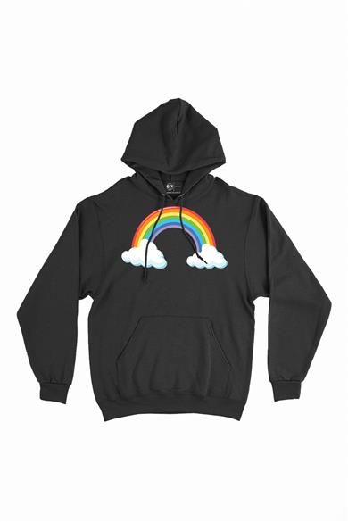 Renkli Gökkuşağı Kapşonlu Sweatshirt Hoodie