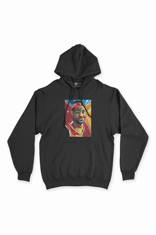 Renkli Lebron James Siyah Kapşonlu Sweatshirt Hoodie