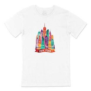 Renkli New York İllüstrasyon Tişört