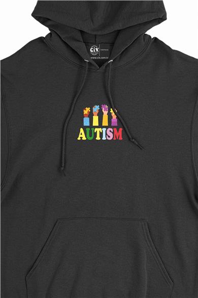 Renkli Otizm Günü Minimal Kapşonlu Sweatshirt Hoodie