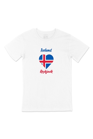 Reykjavik İzlanda Bayraklı Kalpli Tişört