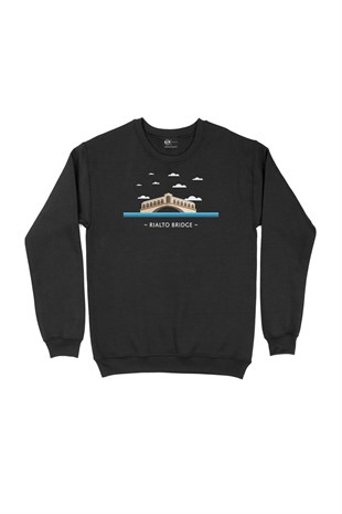 Rialto Köprüsü Siyah Sweatshirt