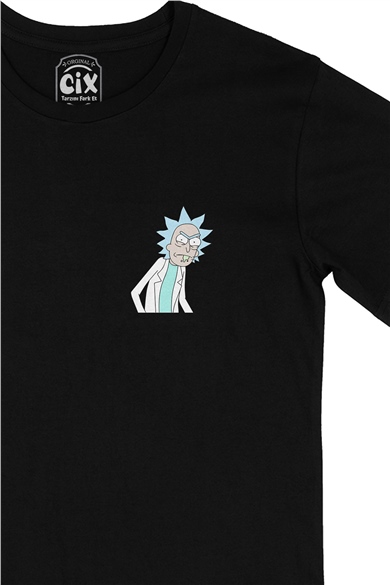 Rick And Morty Cep Logo Tasarımlı Siyah Tişört
