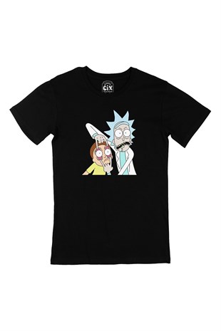 Rick And Morty Görselli Siyah Tişört