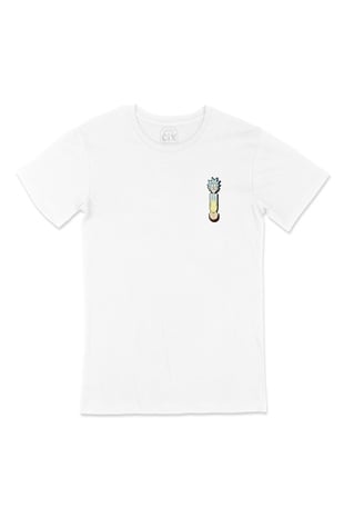 Rick And Morty Ters Cep Logo Tasarımlı Beyaz Tişört
