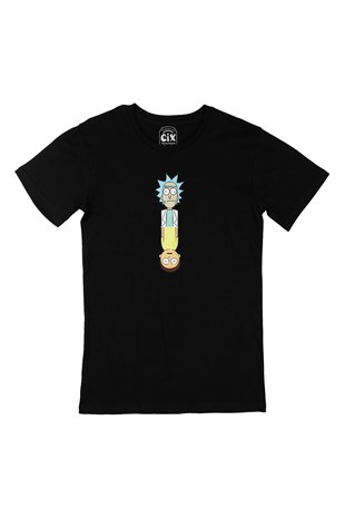 Rick And Morty Ters Siyah Tişört