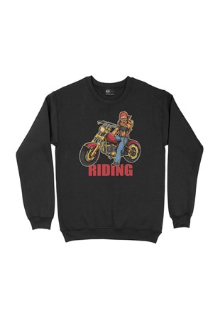 Riding Motor Siyah Sweatshirt