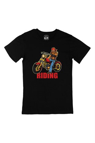 Riding Motor Siyah Tişört