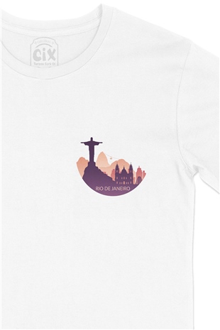 Rio de Janeiro Cep Logo Tasarımlı Beyaz Tişört