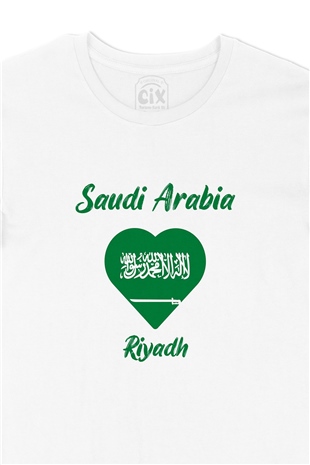 Riyad Suudi Arabistan Bayraklı Kalpli Tişört