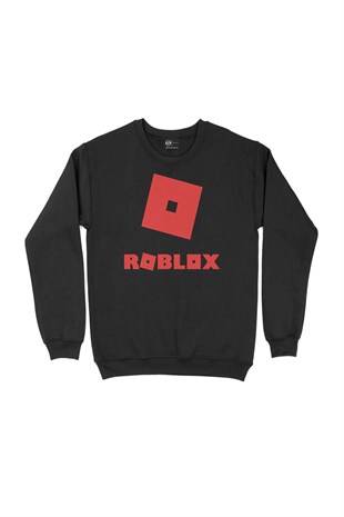 Roblox Logolu Siyah Sweatshirt
