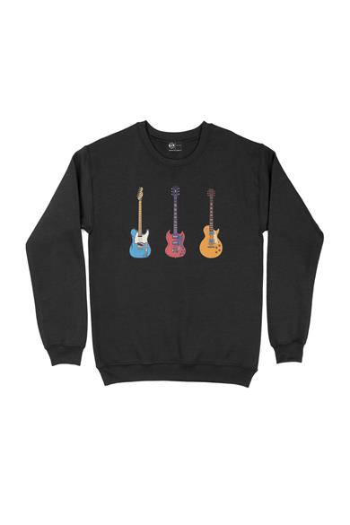 Rock Gitar Tasarımlı Sweatshirt