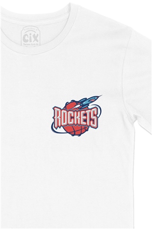 Rockets Cep Logo Tasarımlı Beyaz Tişört
