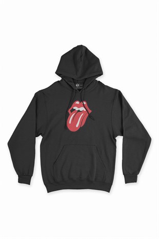 Rolling Stones Siyah Kapşonlu Sweatshirt Hoodie