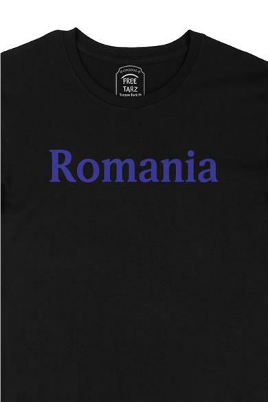 Romanya Romania Büyük Baskılı Siyah Tişört