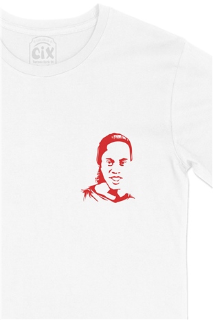 Ronaldinho Cep Logo Tasarımlı Beyaz Tişört