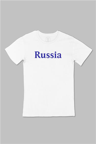 Rusya Russia Büyük Baskılı Beyaz Tişört