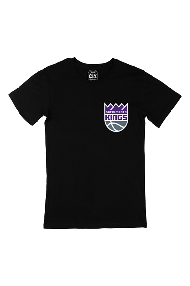 Sacramento Kings Cep Logo Tasarımlı Siyah Tişört