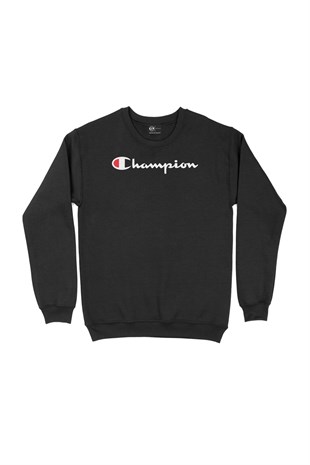 Şampiyon Yazılı Siyah Sweatshirt