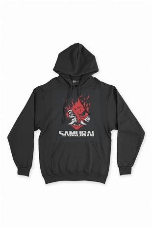 Samurai Skull Siyah Sweatshirt Hoodie
