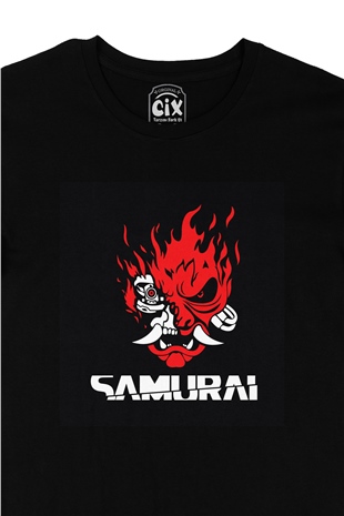Samurai Skull Siyah Tişört