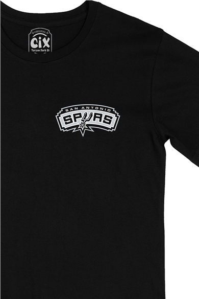 San Antonio Spurs Cep Logo Tasarımlı Siyah Tişört