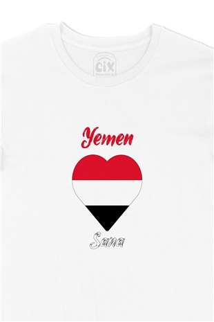Sana Yemen Bayraklı Kalpli Tişört