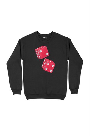 Şanslı Zarlar Siyah Sweatshirt