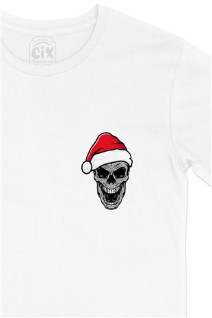 Santa Skull Cep Logo Tasarımlı Beyaz Tişört