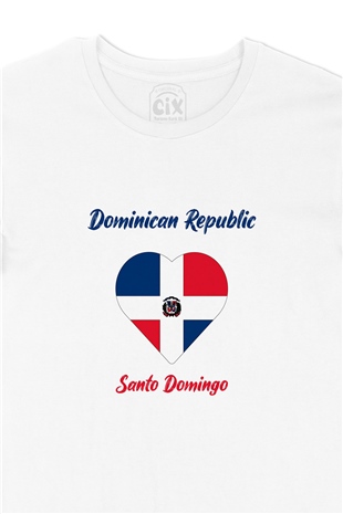Santo Domingo Dominik Bayraklı Kalpli Tişört