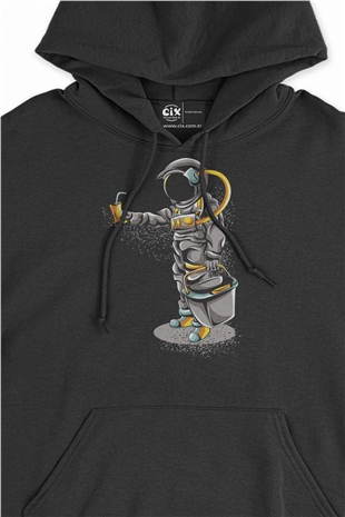 Sarhoş Astronot Siyah Sweatshirt Hoodie