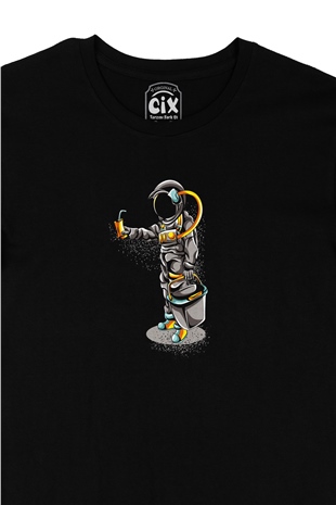 Sarhoş Astronot Siyah Tişört