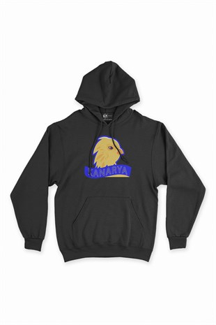 Sarı Kanarya Siyah Kapşonlu Sweatshirt Hoodie