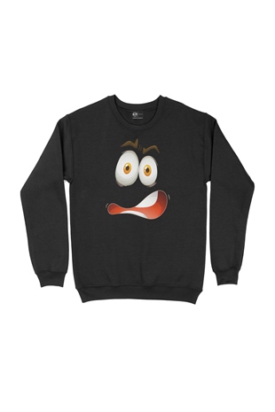 Şaşkın Surat Siyah Sweatshirt