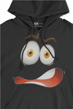 Şaşkın Surat Siyah Sweatshirt Hoodie