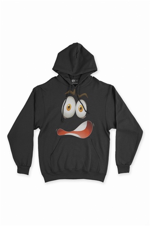 Şaşkın Surat Siyah Sweatshirt Hoodie