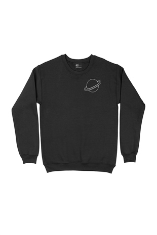 Saturn Cep Logolu Siyah Sweatshirt